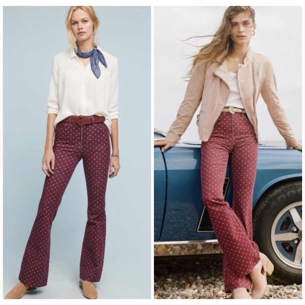 anthropologie Pilcro High Rise Bootcut Corduroy Pants Size 29 Ditsy Floral Boho